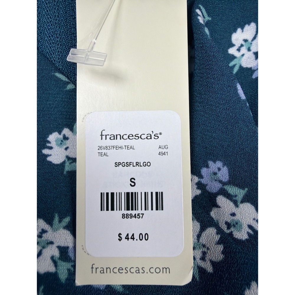 Trixxi Francesca's Teal Floral Cowl Neck Mini Dress Small NWT 26V837FEHI - Picture 3 of 9
